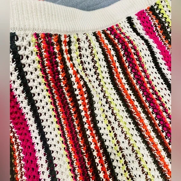 Women’s Maxi Crochet Multicolor Skirt with Fringe Hem Cotton Size M New - Picture 3 of 4